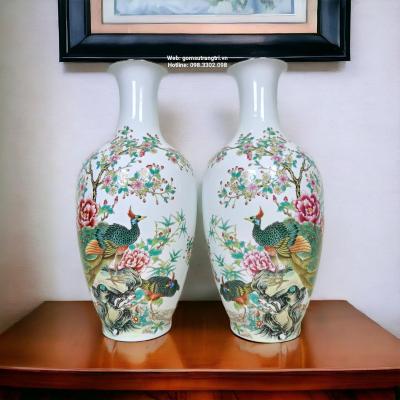 cặp bình hoạ tiết chim công đăng đối